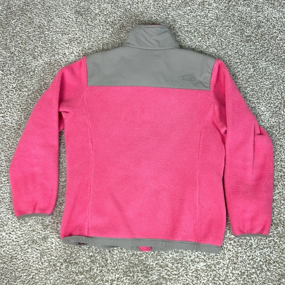North Face Jacket Kids Girls Large Pink Gray Winter Denali Polartec Fleece Youth
